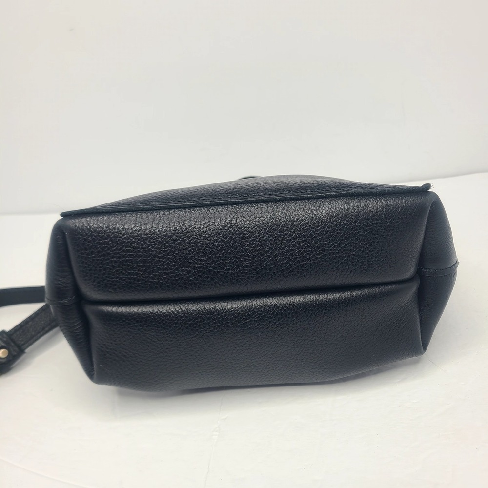 Portland Leather Goods Small Crossbody Tote Handbag Purse Black Pebbled Leather - Picture 5 of 6